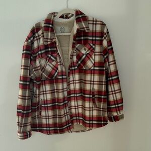 Fleece Plaid Button-Up Jacket